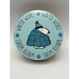 New Rae Dunn Snoopy Woodstock Blue Puffer Coat WINTER WISHES Set of 8 Coasters
